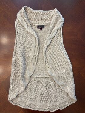 Takeout Light Cream Cable Knit Open Front Vest